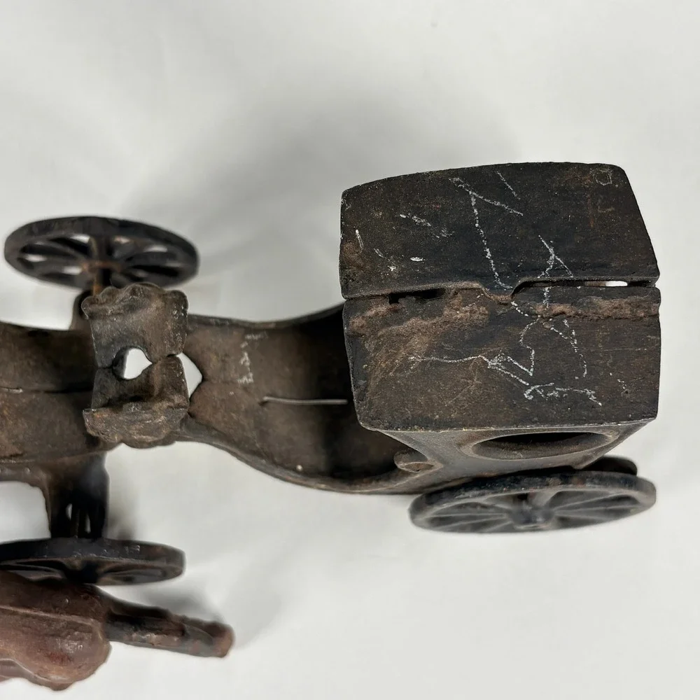 Vintage Cast Iron Horse Drawn Carriage Cab Toy Reproduction 3pc Set